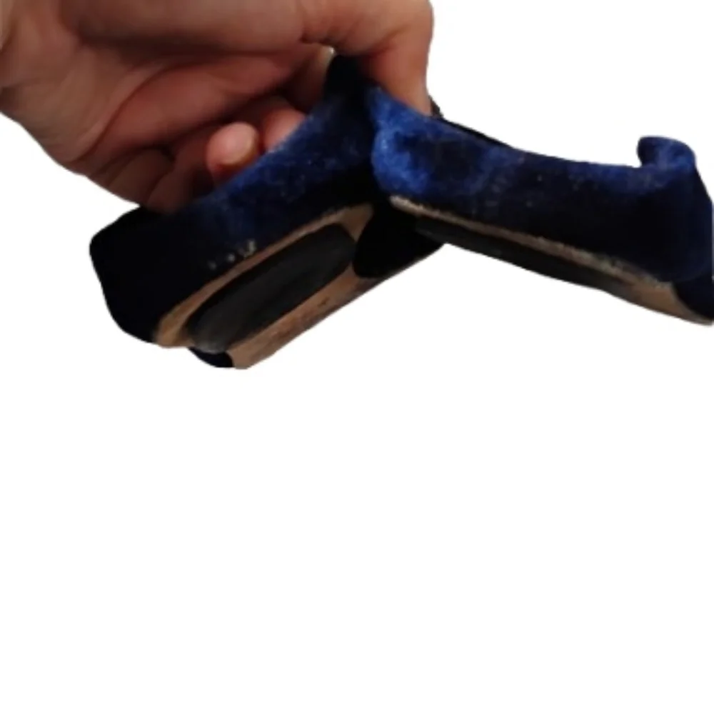 Tibi Navy Blue Velvet Cecil Loafers Sz 38.5